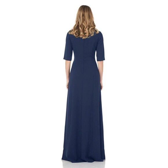 Kay Unger Davina Short Sleeved Walk Thru Jumpsuit Blue Size 4 - Picture 2 of 4